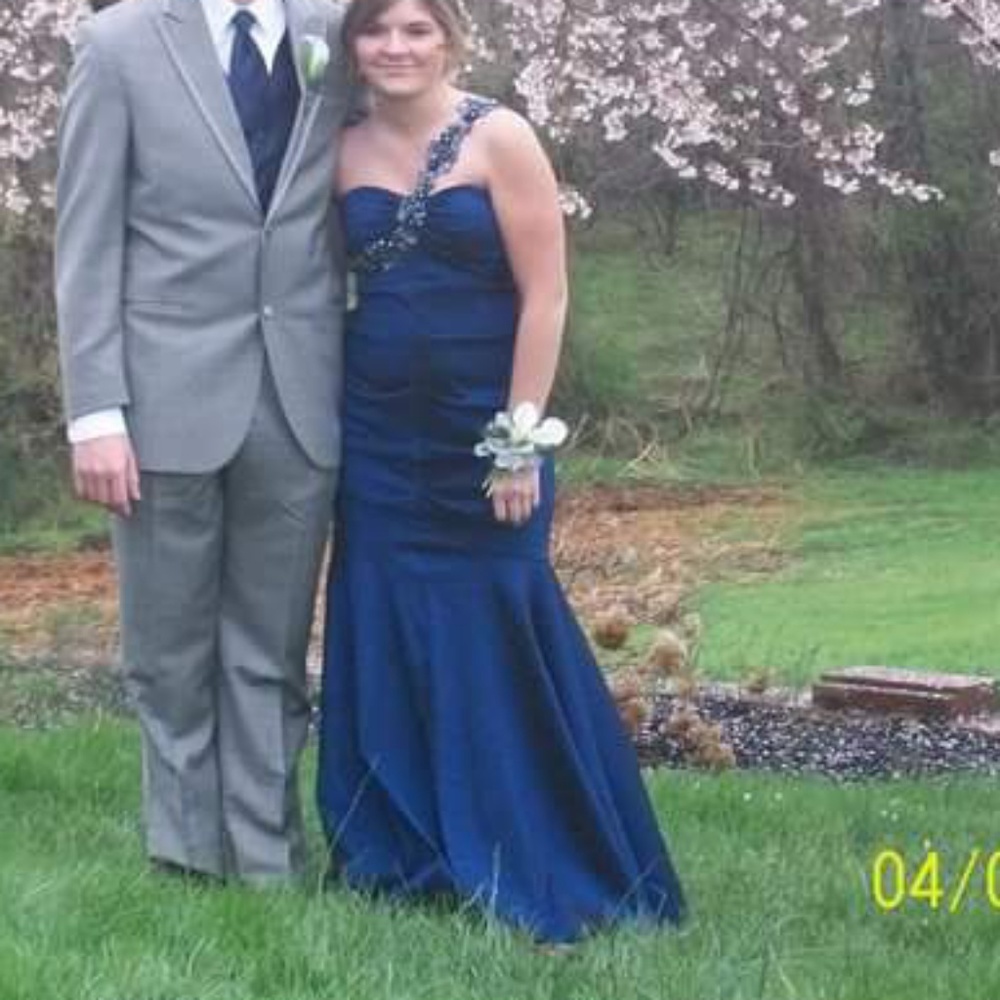 Navy One Shoulder Dress